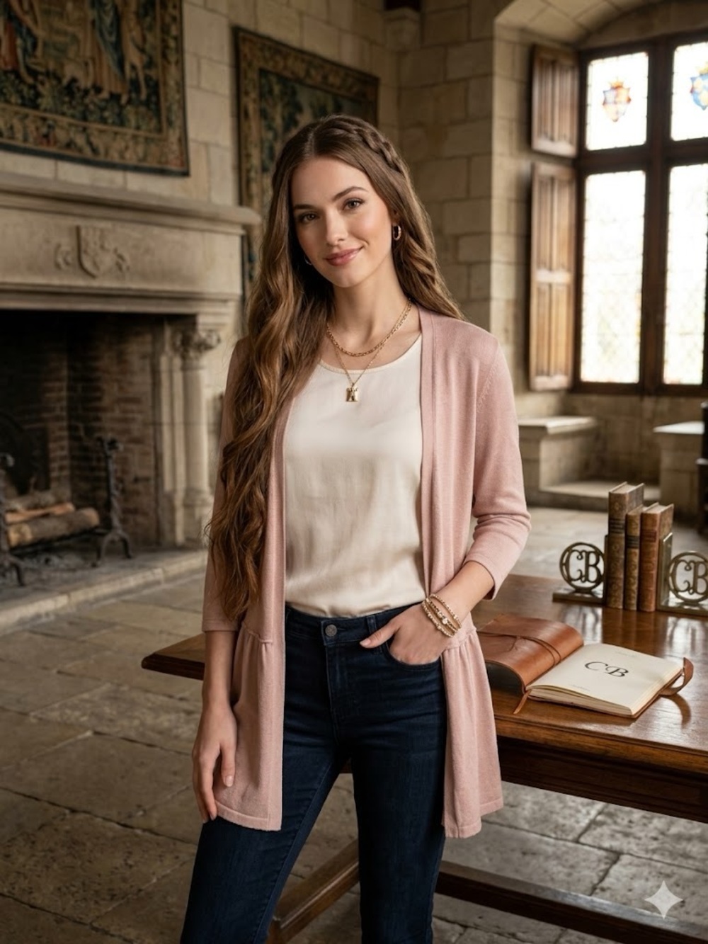 Premise Blush Pink Open-Front Women's Cardigan